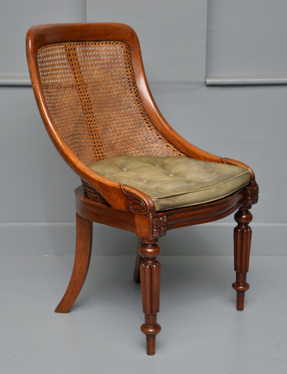 William IV Mahogany Bergere Library Chair C1830