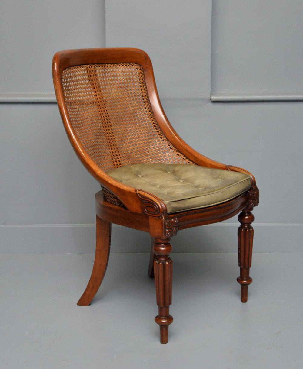 William IV Mahogany Bergere Library Chair C1830 View XI