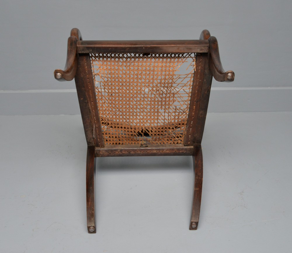 Regency Brass Inlaid Mahogany Elbow Desk Chair View XI