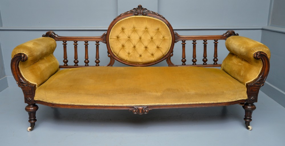 Victorian Walnut Show Frame Sofa View II