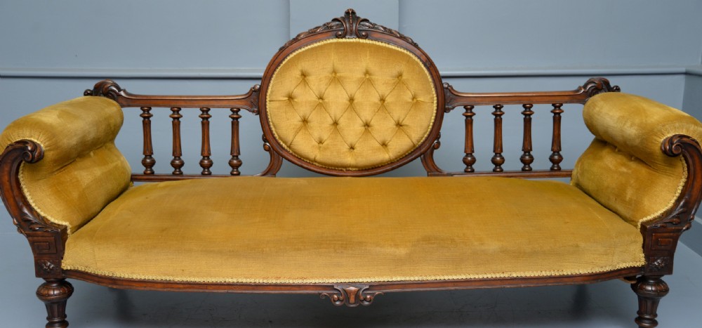 Victorian Walnut Show Frame Sofa View III