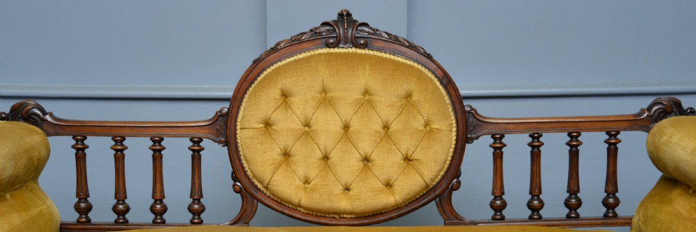 Victorian Walnut Show Frame Sofa View IV