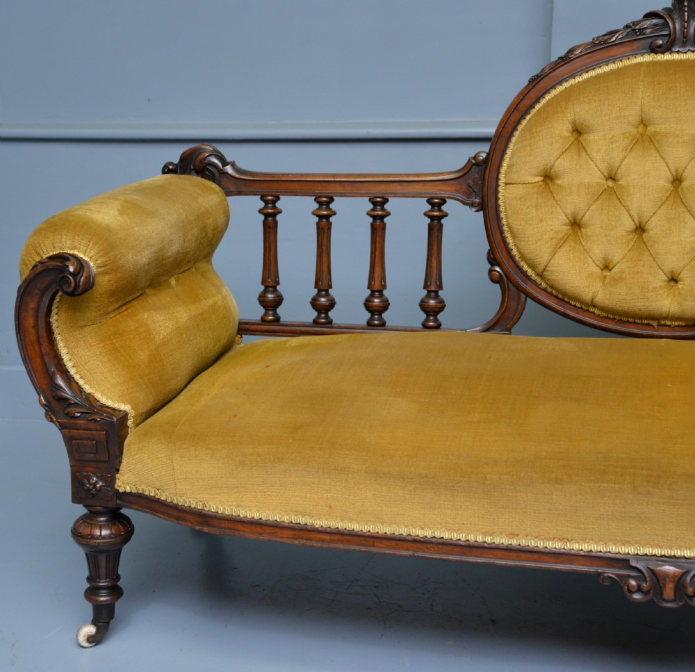 Victorian Walnut Show Frame Sofa View VIII