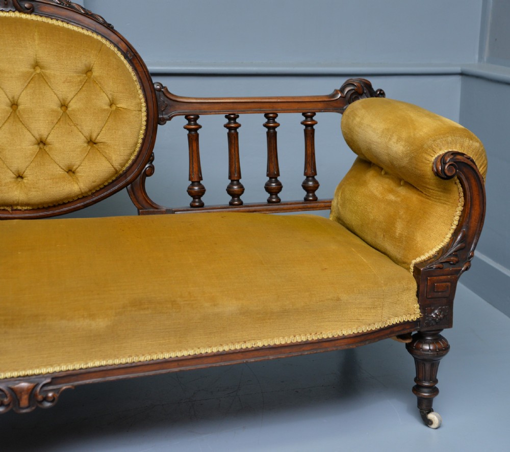 Victorian Walnut Show Frame Sofa View IX