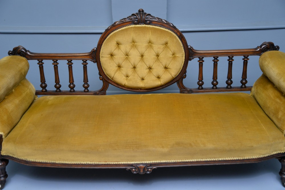 Victorian Walnut Show Frame Sofa View XI