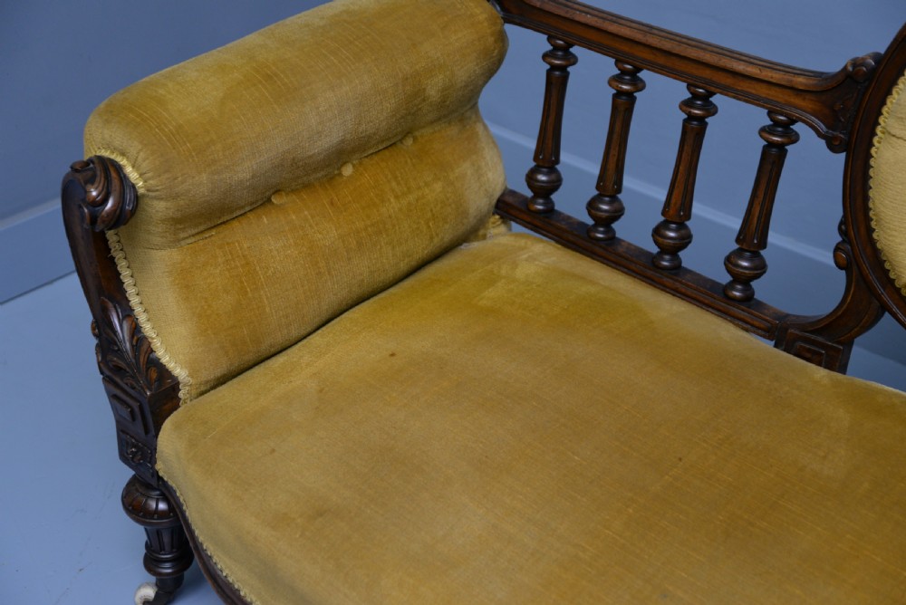 Victorian Walnut Show Frame Sofa View XVI