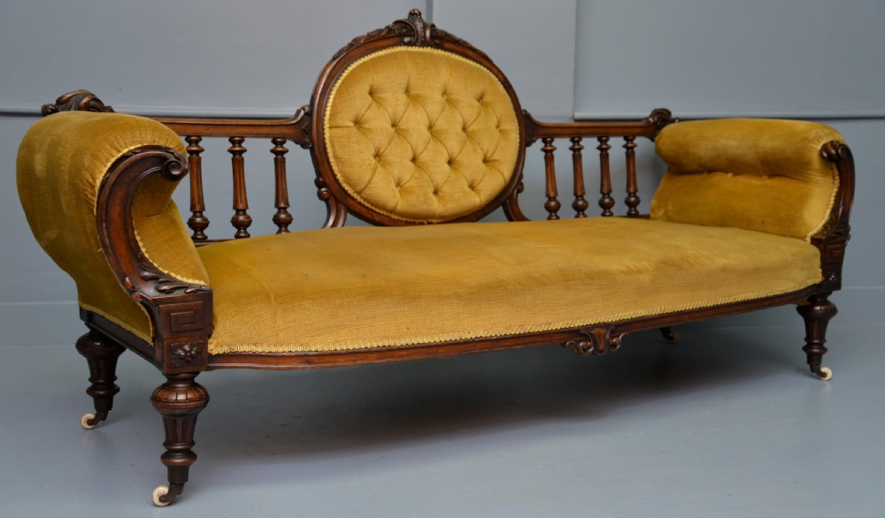Victorian Walnut Show Frame Sofa View XVII