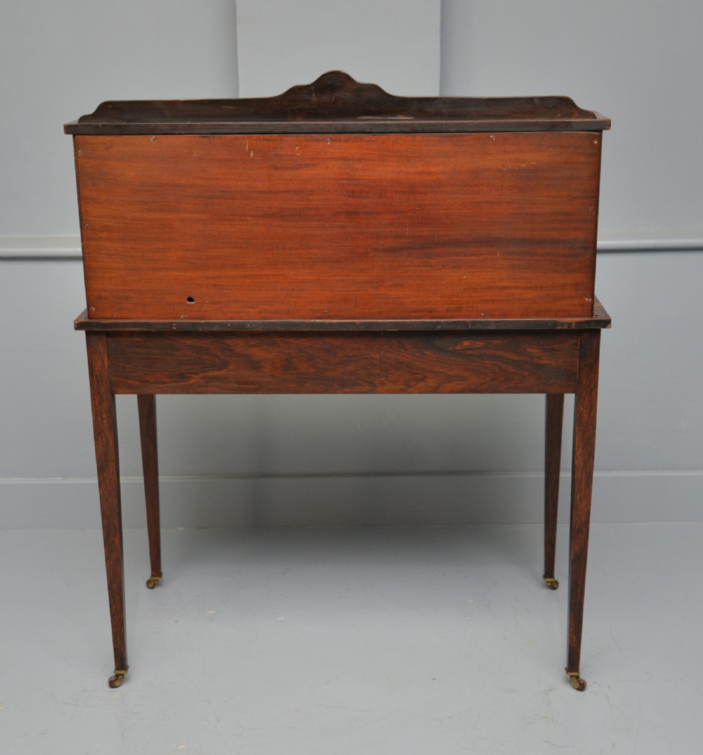 Edwardian Sheraton Revival Inlaid Rosewood Bonheur Du Jour Desk View XI