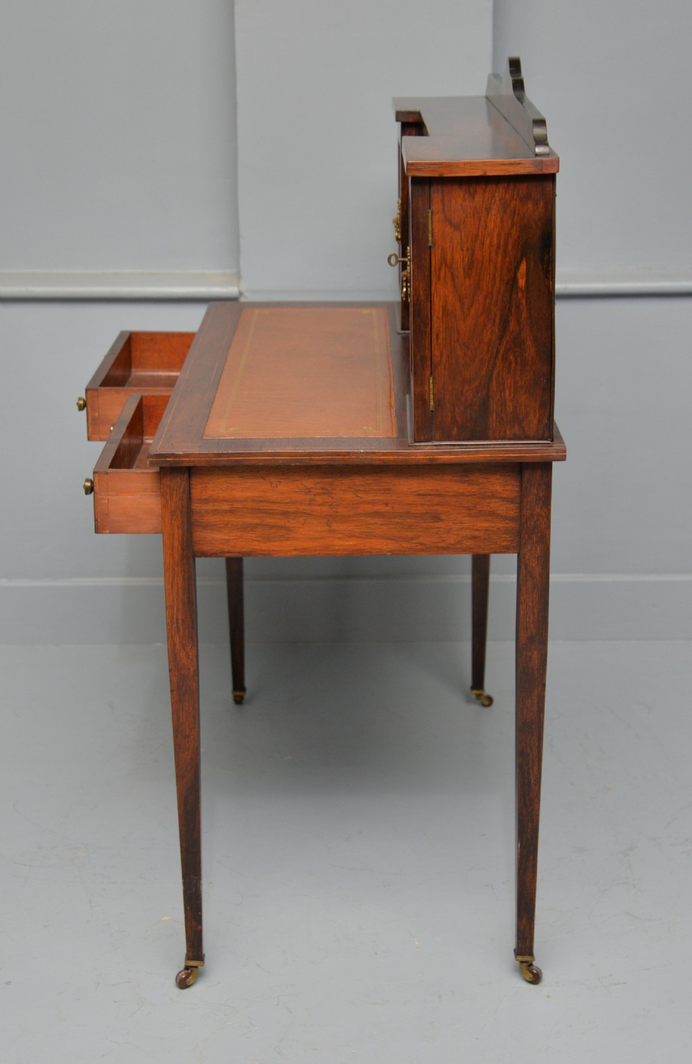 Edwardian Sheraton Revival Inlaid Rosewood Bonheur Du Jour Desk View XII