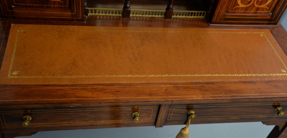Edwardian Sheraton Revival Inlaid Rosewood Bonheur Du Jour Desk View XVI