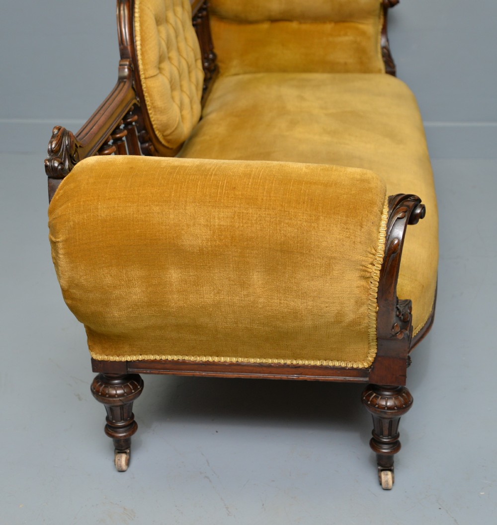 Victorian Walnut Show Frame Sofa View XX
