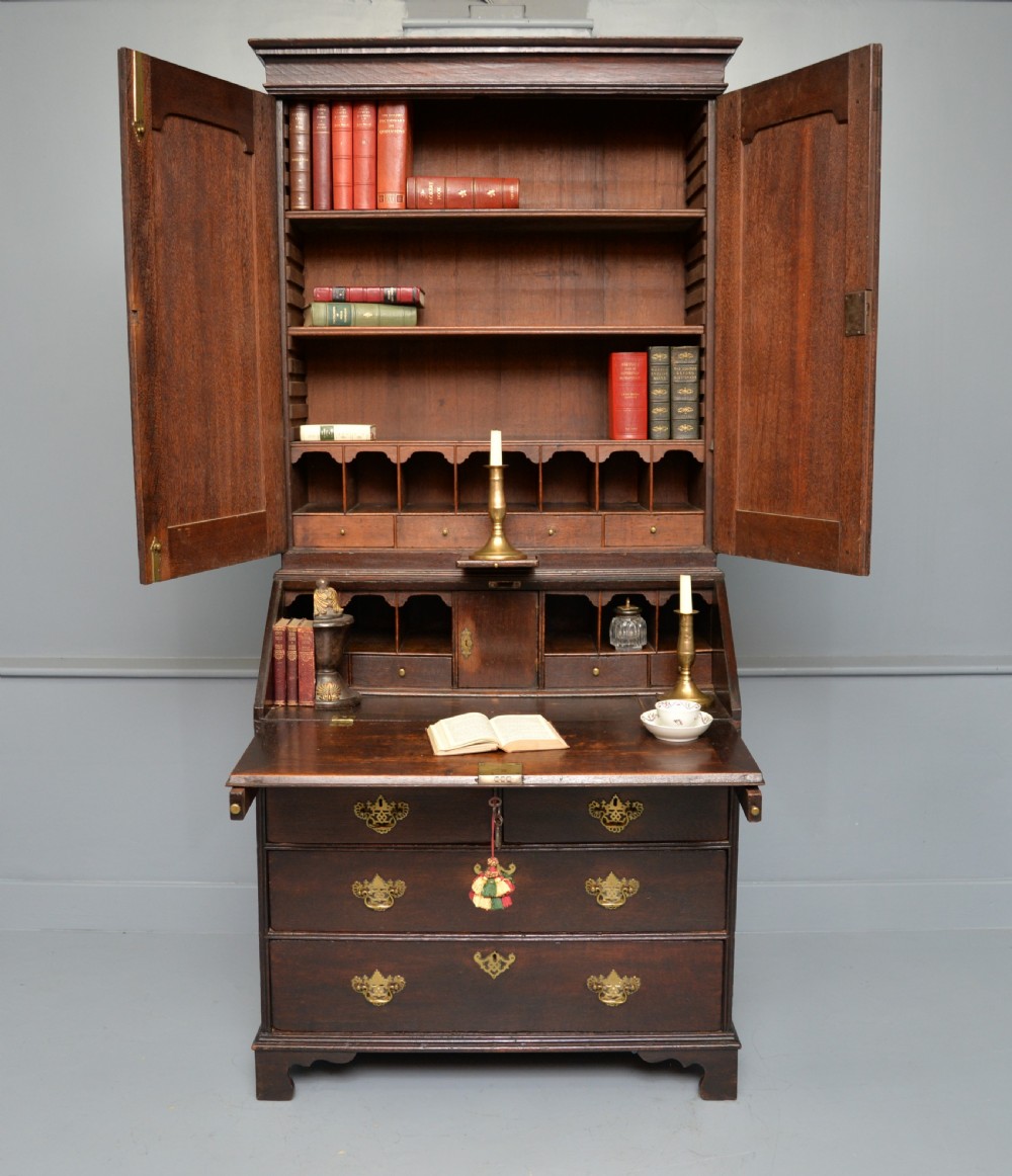 Early 18th Century Solid Oak Bureau Bookcase Cabinet View X
