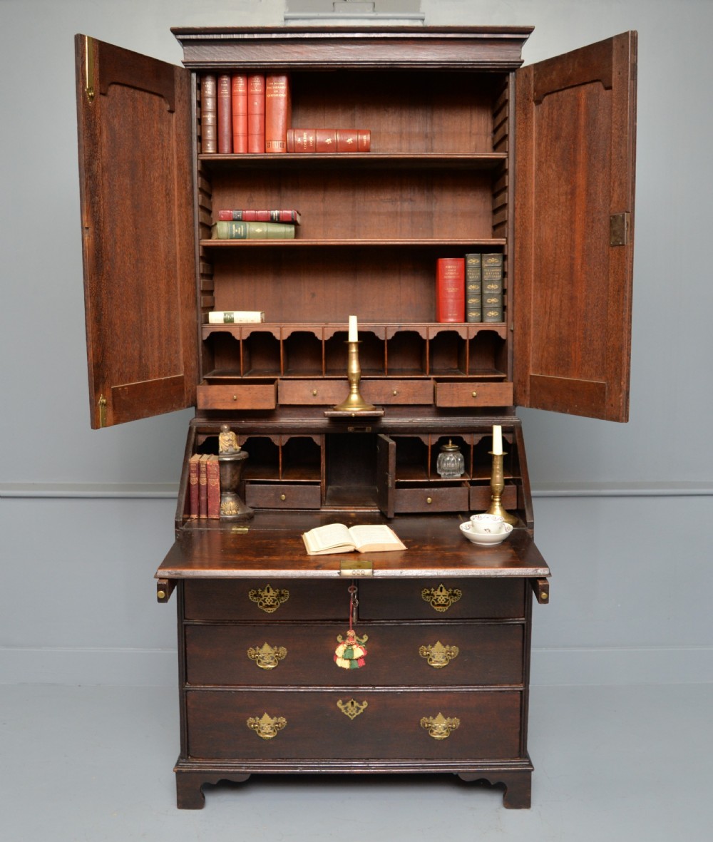 Early 18th Century Solid Oak Bureau Bookcase Cabinet View II