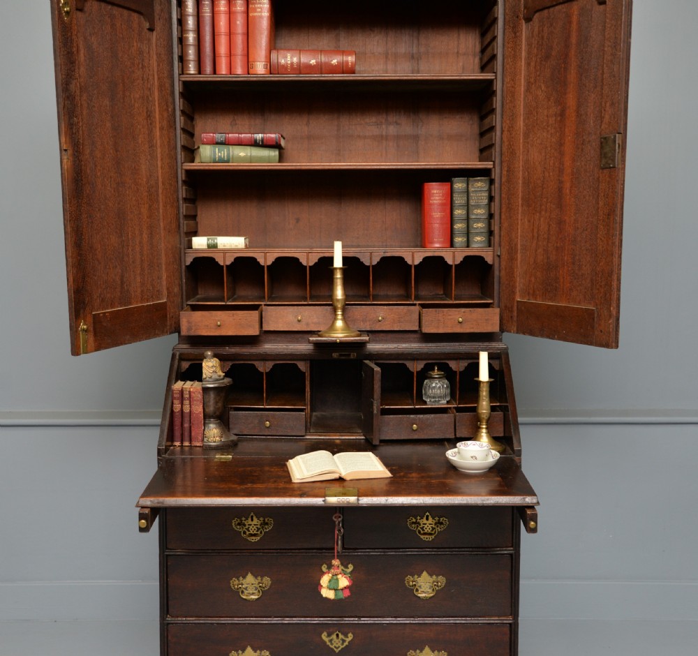 Early 18th Century Solid Oak Bureau Bookcase Cabinet View III