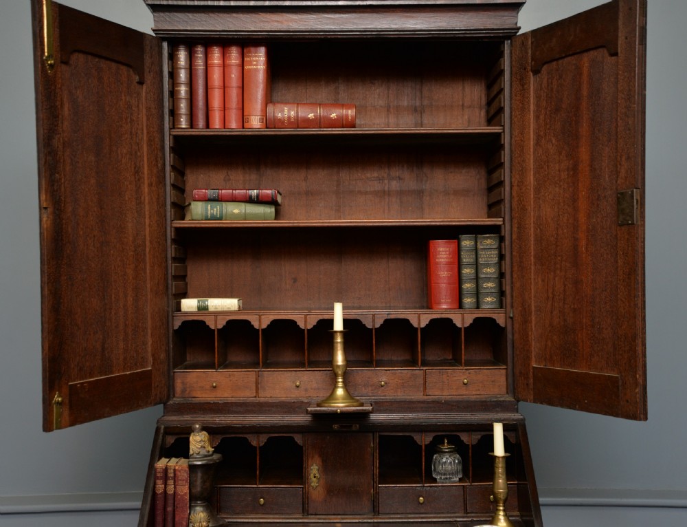 Early 18th Century Solid Oak Bureau Bookcase Cabinet View IV