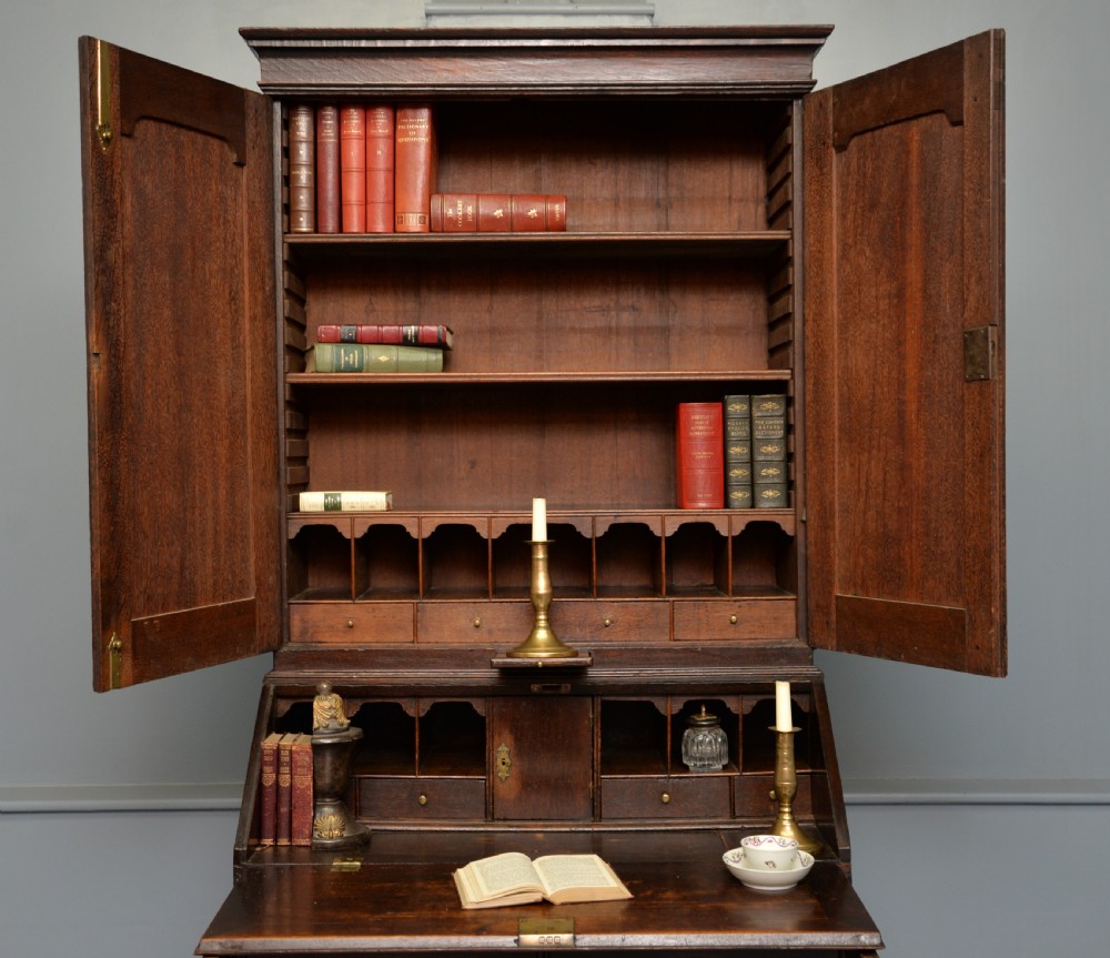 Early 18th Century Solid Oak Bureau Bookcase Cabinet View V