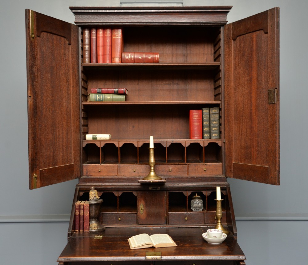 Early 18th Century Solid Oak Bureau Bookcase Cabinet View VI