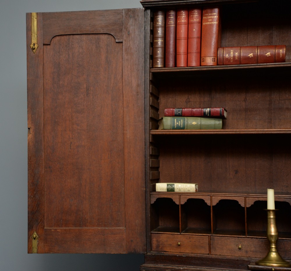 Early 18th Century Solid Oak Bureau Bookcase Cabinet View IX