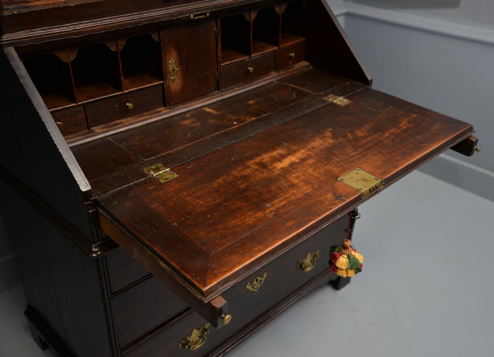 Early 18th Century Solid Oak Bureau Bookcase Cabinet View XII