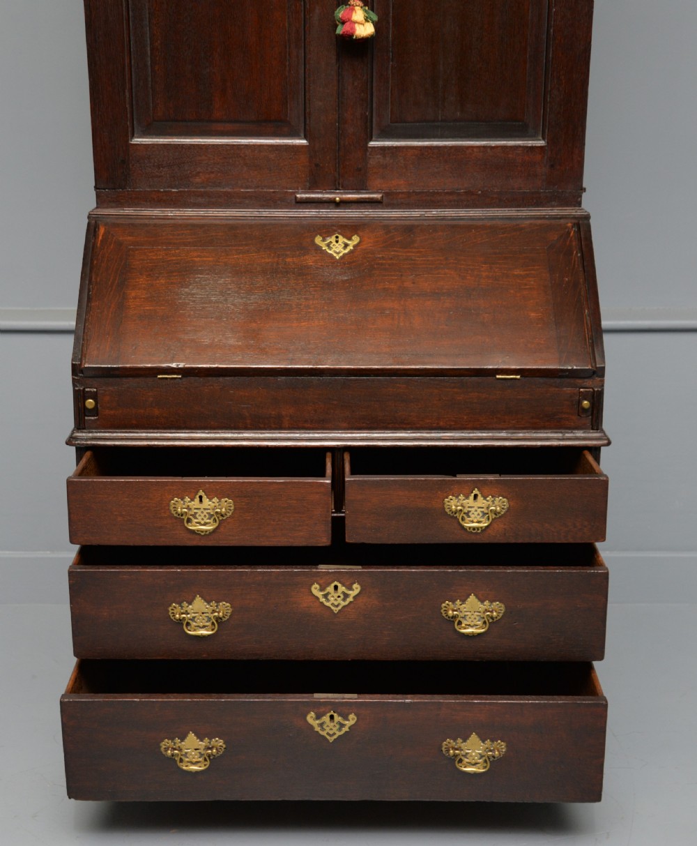 Early 18th Century Solid Oak Bureau Bookcase Cabinet View XV