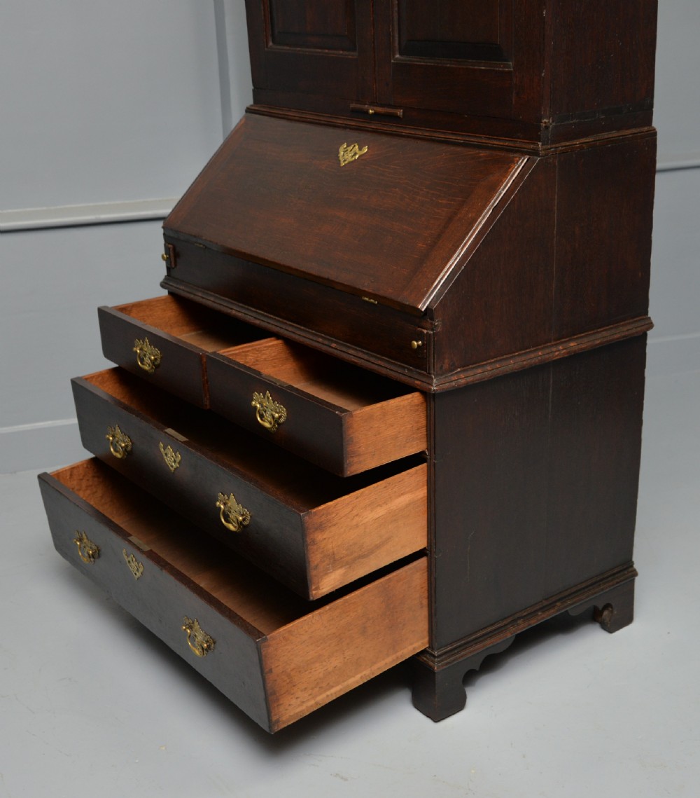 Early 18th Century Solid Oak Bureau Bookcase Cabinet View XX