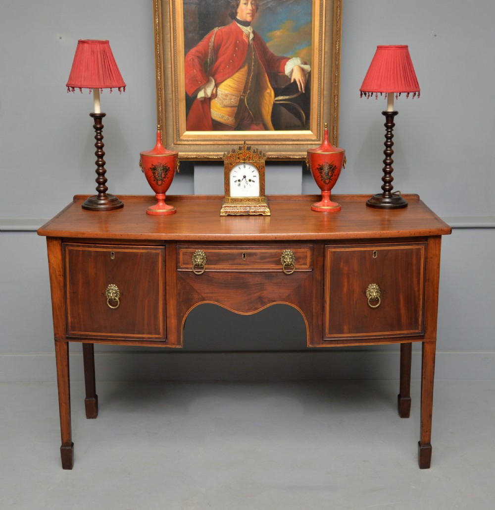 George III Georgian Mahogany Inlaid Bow-Front Sideboard View III