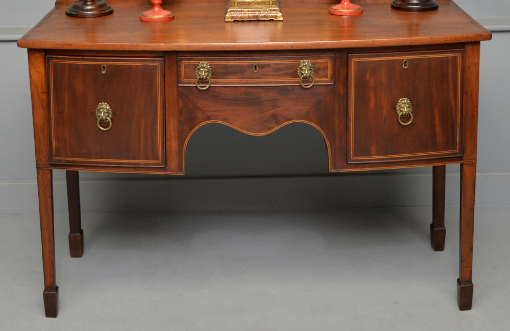 George III Georgian Mahogany Inlaid Bow-Front Sideboard View IV