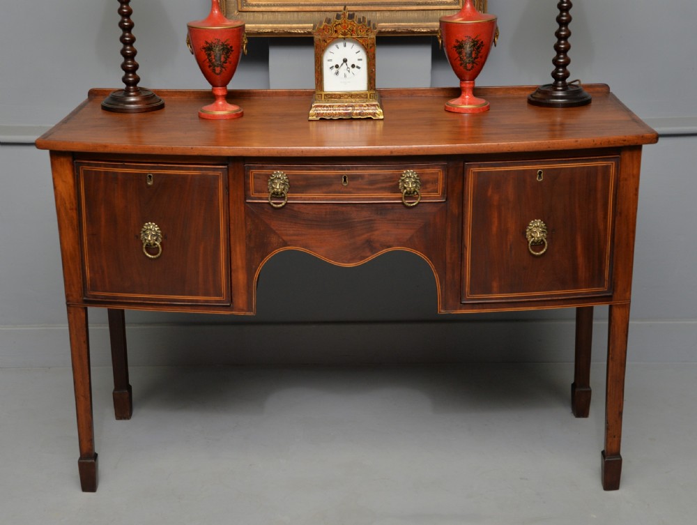 George III Georgian Mahogany Inlaid Bow-Front Sideboard View V