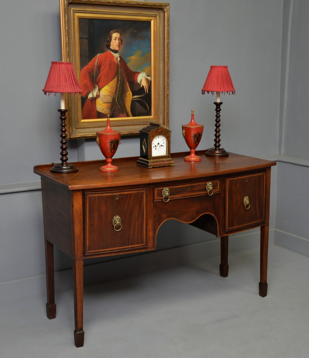 George III Georgian Mahogany Inlaid Bow-Front Sideboard View VI