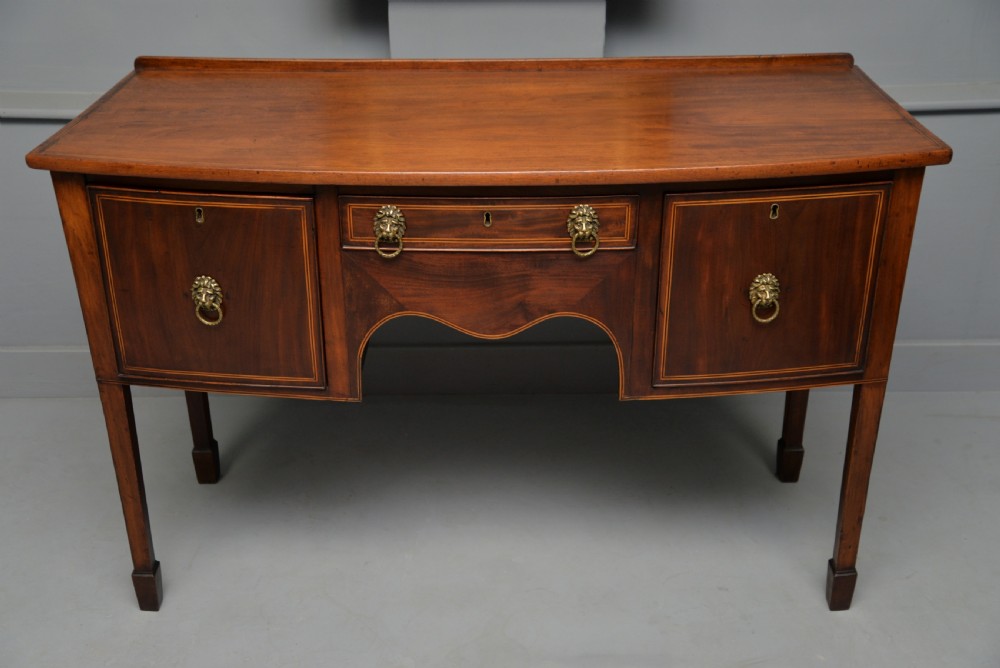 George III Georgian Mahogany Inlaid Bow-Front Sideboard View VII