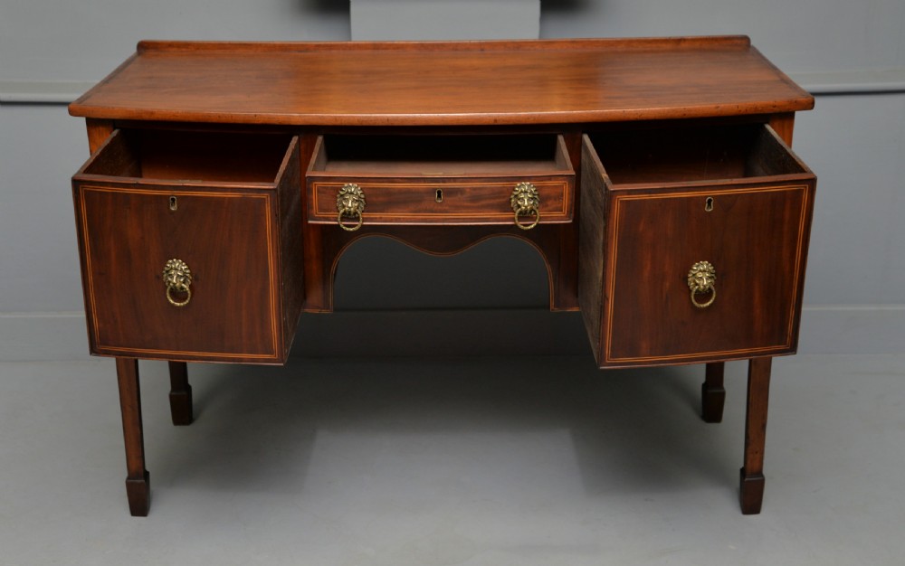 George III Georgian Mahogany Inlaid Bow-Front Sideboard View IX