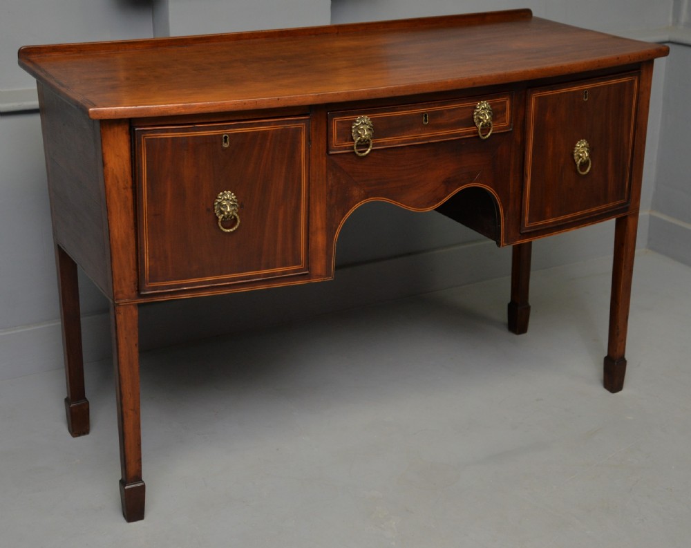 George III Georgian Mahogany Inlaid Bow-Front Sideboard View XVII