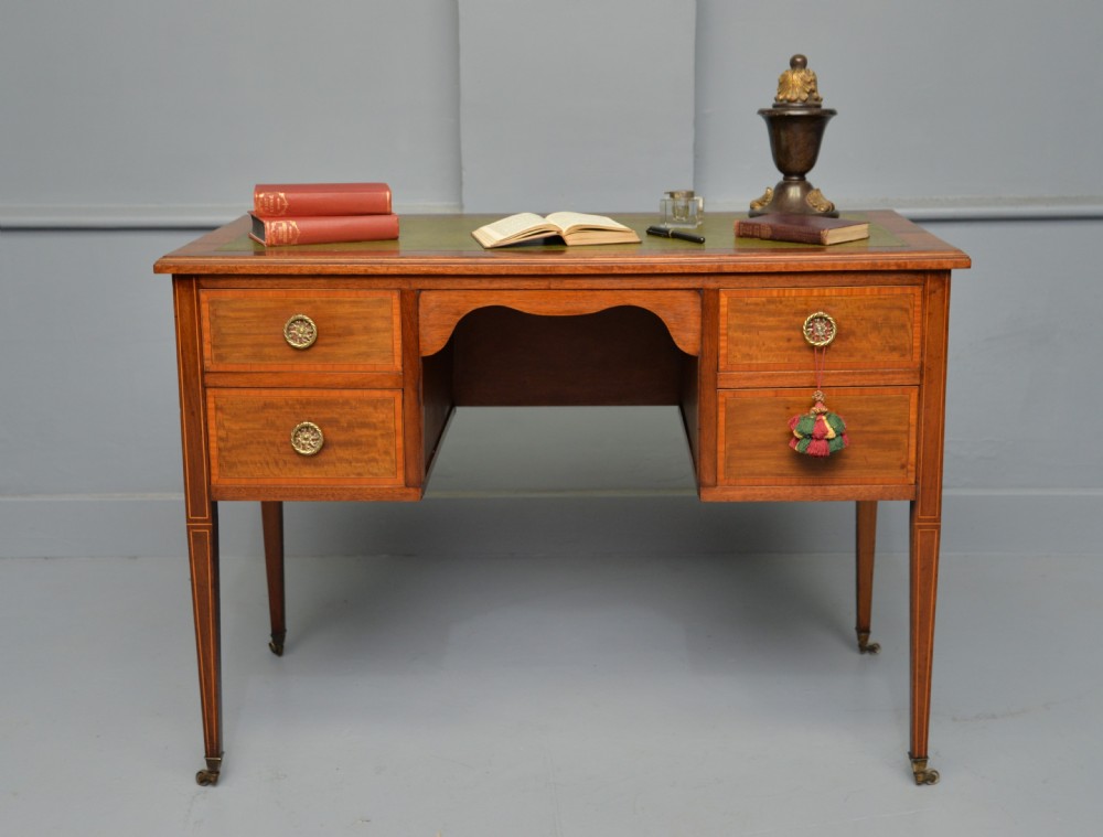 Edwardian Inlaid Mahogany Leather Top Writing Desk View XVIII