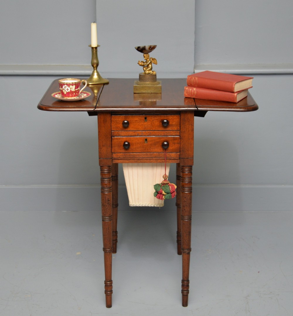 Elegant Regency Mahogany Pembroke Work Sewing Side Lamp Table View V