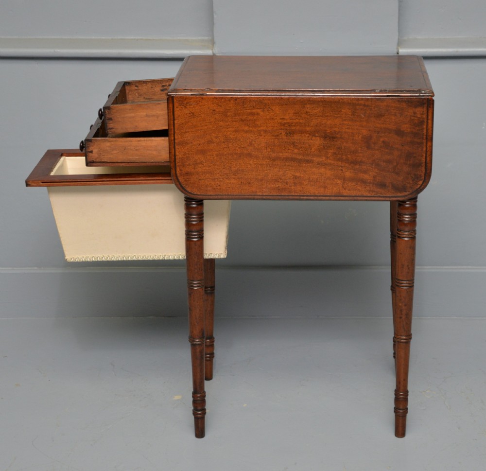 Elegant Regency Mahogany Pembroke Work Sewing Side Lamp Table View XII
