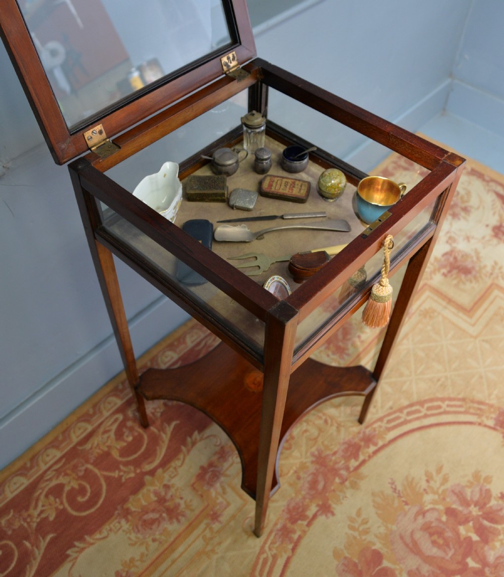 Edwardian Sheraton Style Mahogany Bijouterie Trinket Display Table View X