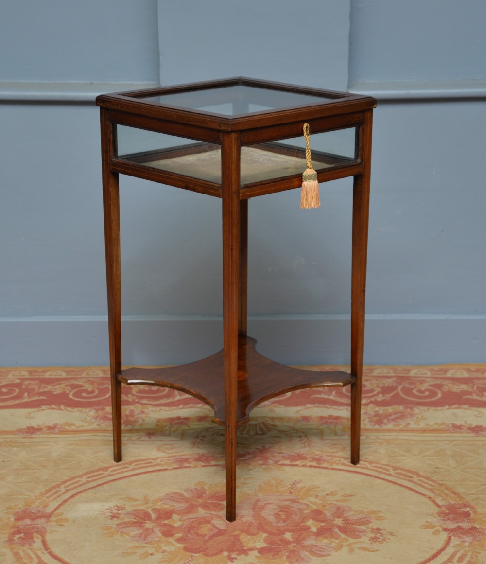 Edwardian Sheraton Style Mahogany Bijouterie Trinket Display Table View XV