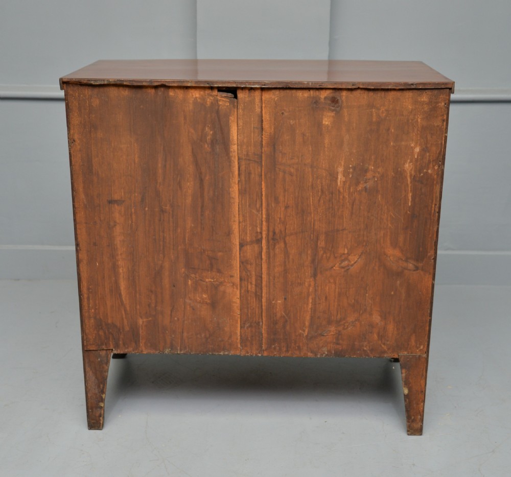 Late Georgian Flame Mahogany Small Bow-Front Chest Of Drawers View IX
