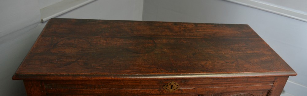 Charming 17th Century Carved Oak Mule Chest View XIV