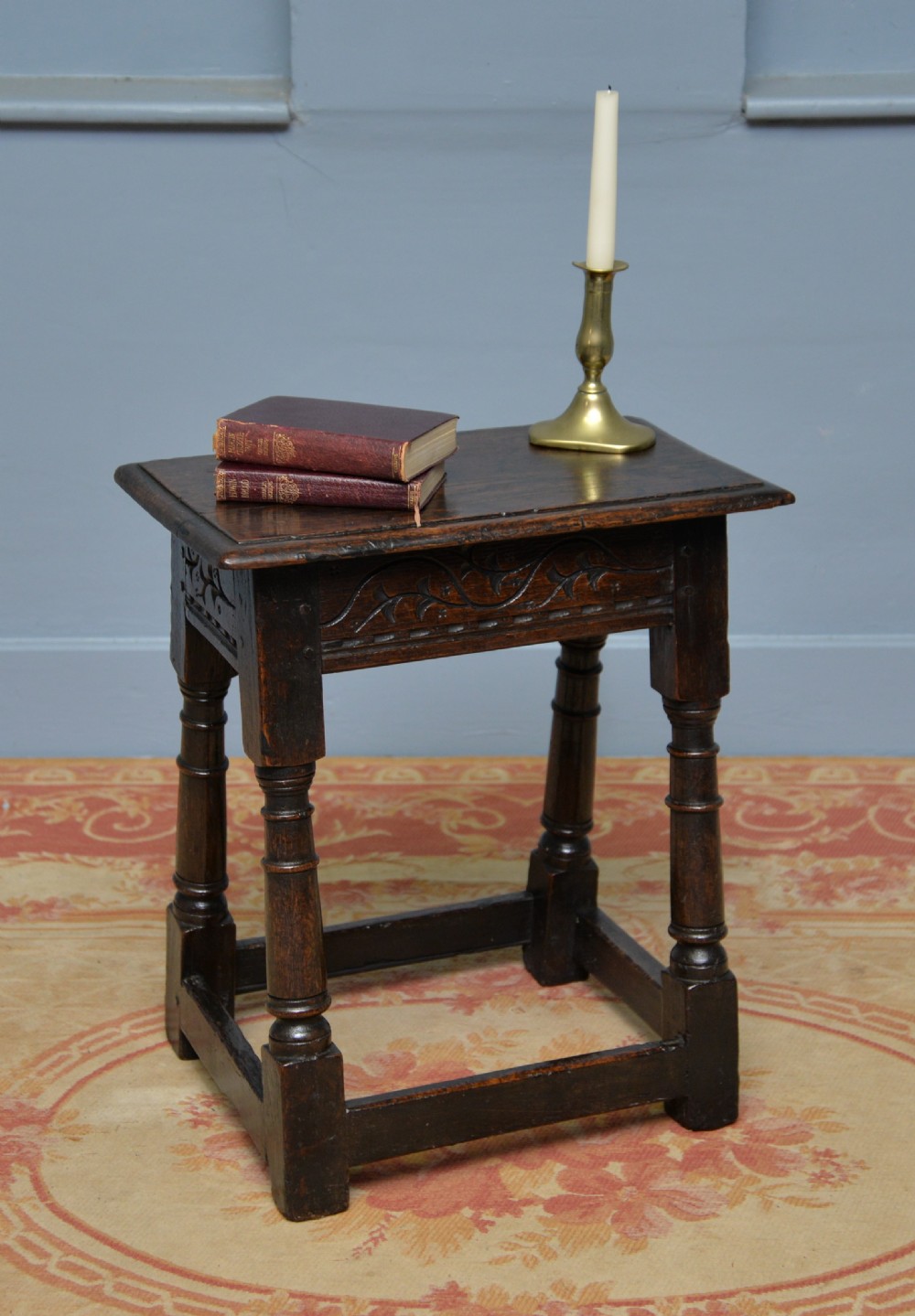 17th Century Carved Oak Joint Stool