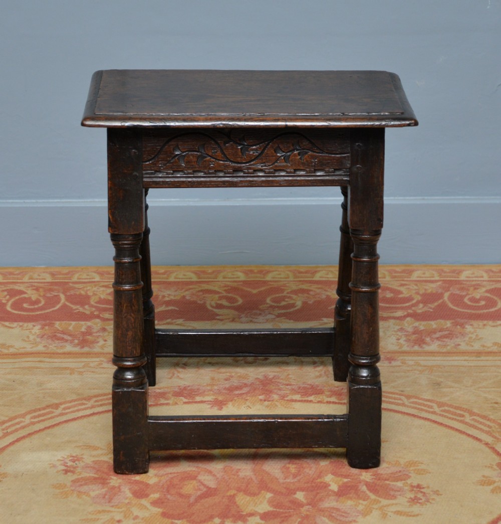 17th Century Carved Oak Joint Stool View V
