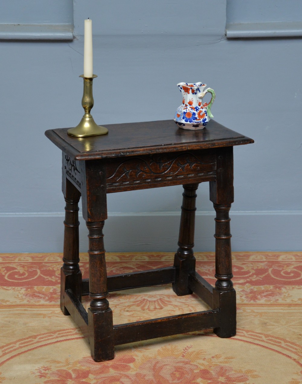 17th Century Carved Oak Joint Stool View XI