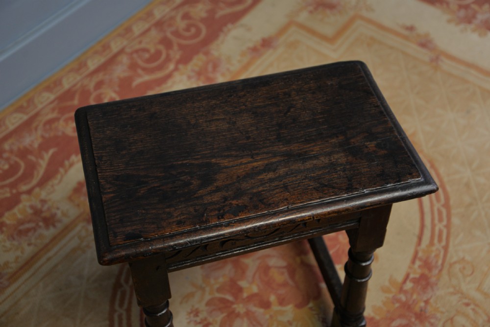 17th Century Carved Oak Joint Stool View XIV