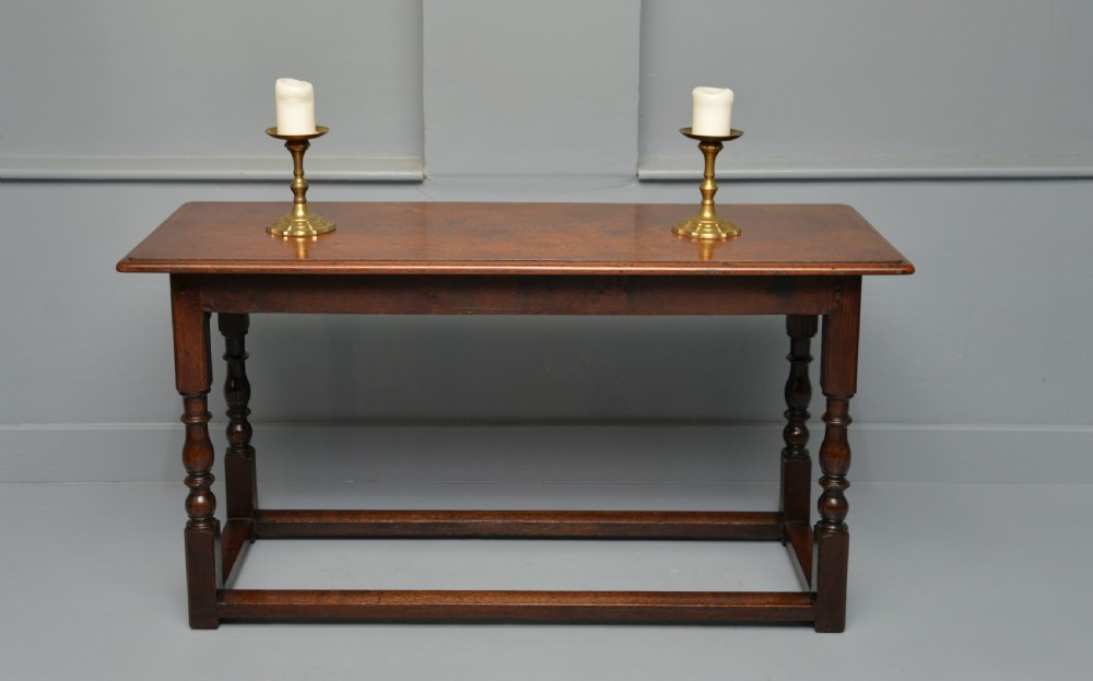 Antique Refectory Style Solid Oak Slim Hall Side Table View II