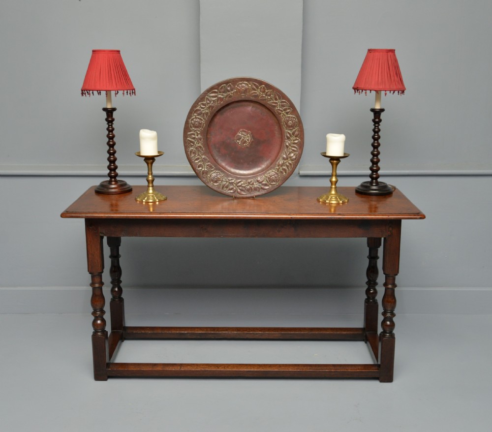 Antique Refectory Style Solid Oak Slim Hall Side Table View III