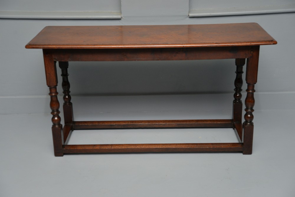 Antique Refectory Style Solid Oak Slim Hall Side Table View VIII