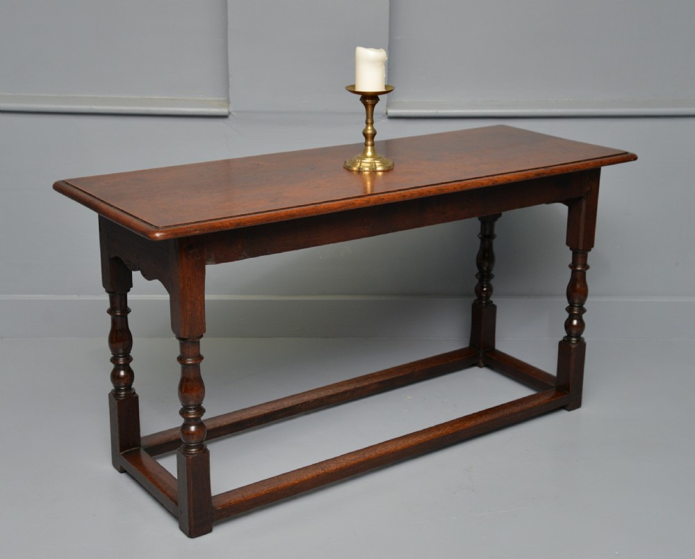 Antique Refectory Style Solid Oak Slim Hall Side Table View IX