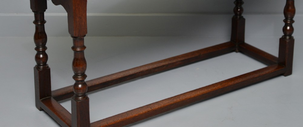 Antique Refectory Style Solid Oak Slim Hall Side Table View X