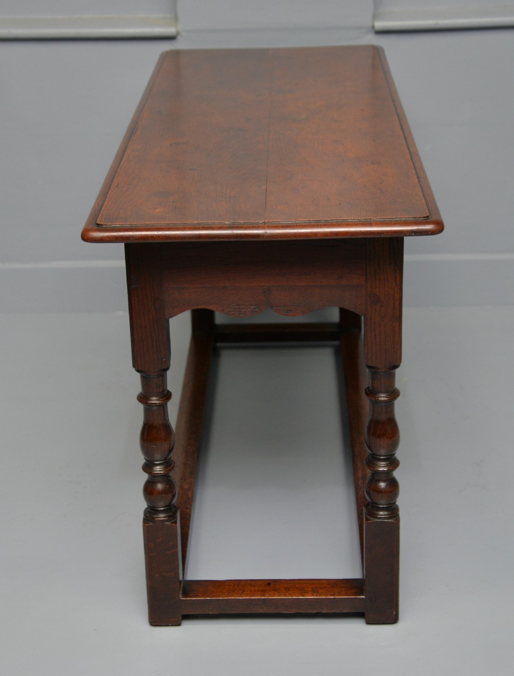 Antique Refectory Style Solid Oak Slim Hall Side Table View XI
