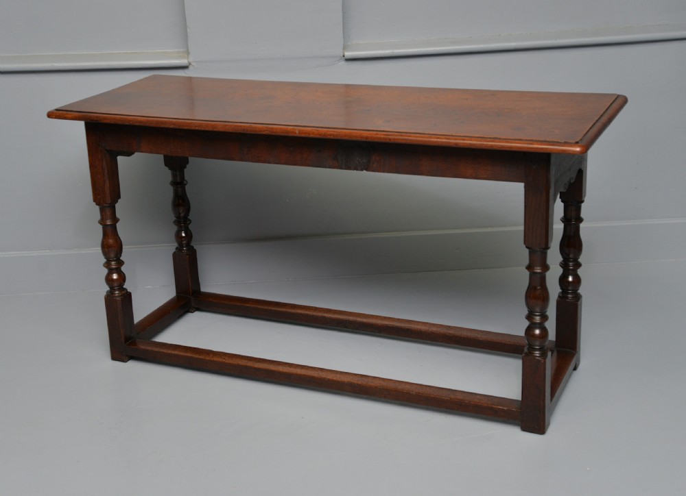 Antique Refectory Style Solid Oak Slim Hall Side Table View XIII